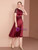 Burgundy Satin Short Sleeve Mother Of The Bride Dress