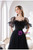 In Stock:Ship in 48 Hours Black Beading Tulle Short Sleeve Prom Dress