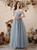 In Stock:Ship in 48 Hours Fog Blue Tulle Strapless Prom Dress