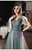 In Stock:Ship in 48 Hours Green Tulle V-neck Pleats Beading Prom Dress