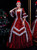 Burgundy Satin Lace Short Sleeve Rococo Baroque Dress