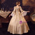 Champagne Satin Square Long Sleeve Vintage Victorian  Dress