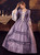 Purple Square Long Sleeve Lace Rococo Baroque Dress