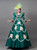 Dark Green Satin Long Sleeve Flower Vintage Rococo Dress