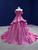 Fuchsia Satin Strapless Pleats Prom Dress