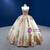 Champagne Tulle Sequins Appliques Sweetheart Prom Dress