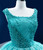 Blue Green Tulle Pleats Beading Pearls Prom Dress