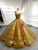 Gold Sequins One Shoulder Prom Dress