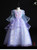 Blue Long Sleeve Tulle Appliques Flower Girl Dress