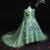 Green Tulle Long Sleeve Appliques Flower Girl Dress With Train