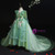 Green Tulle Long Sleeve Appliques Flower Girl Dress With Train