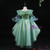 Green Hi Lo Tulle Appliques Puff Sleeve Flower Girl Dress