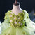 Green Tulle V-neck Hi Lo Flower Girl Dress