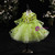 Green V-neck Tulle Appliques Short Flower Girl Dress