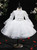 White Tulle High Neck Long Sleeve Flower Girl Dress