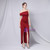 In Stock:Ship in 48 Hours Burgundy Pleats Split Party Dress