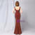 In Stock:Ship in 48 Hours Burgundy Sequins V-neck Long Party Dress