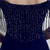 In Stock:Ship in 48 Hours Navy Blue Spaghetti Straps Beading Party Dresst