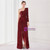 In Stock:Ship in 48 Hours Burgundy One Shoulder Sequins Split Party Dress