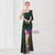 In Stock:Ship in 48 Hours Dark Green One Shoulder Sequins Split Party Dress