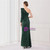 In Stock:Ship in 48 Hours Dark Green One Shoulder Sequins Split Party Dress