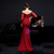 In Stock:Ship in 48 Hours Burgundy Mermaid Long Sleeve Appliques Party Dress
