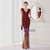In Stock:Ship in 48 Hours Burgundy V-neck Sequins Beading Party Dress
