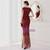 In Stock:Ship in 48 Hours Burgundy V-neck Sequins Beading Party Dress