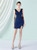 In Stock:Ship in 48 Hours Navy Blue V-neck Beading Short Party Dress