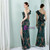 In Stock:Ship in 48 Hours Green One Shoulder Sequins Split Party Dress