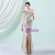 In Stock:Ship in 48 Hours Apricot Silver Sequins One Shoulder Party Dress