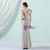 In Stock:Ship in 48 Hours Apricot Silver Sequins One Shoulder Party Dress