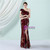 In Stock:Ship in 48 Hours Dreamy Burgundy Sequins One Shoulder Party Dress