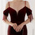 In Stock:Ship in 48 Hours Burgundy Sequins Spaghetti Straps Beading Party Dress