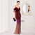 In Stock:Ship in 48 Hours Burgundy Sequins Spaghetti Straps Beading Party Dress