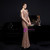 In Stock:Ship in 48 Hours Gold Illusion V-neck Sequins Beading Party Dress