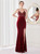 In Stock:Ship in 48 Hours Burgundy Velvet Spagheti Straps Party Dress