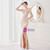 In Stock:Ship in 48 Hours Apricot Velvet Sequins Spaghetti Straps Party Dress