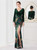 In Stock:Ship in 48 Hours Green Long Sleeve V-neck Party Dress