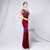 In Stock:Ship in 48 Hours Burgundy Velvet Sequins Beading Party Dress