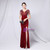 In Stock:Ship in 48 Hours Burgundy Velvet Sequins Beading Party Dress