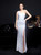 In Stock:Ship in 48 Hours White Sequins Beading One Shoulder Party Dress