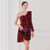 In Stock:Ship in 48 Hours Burgundy One Shoulder Sequins Mini Party Dress