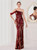 In Stock:Ship in 48 Hours Burgundy Sequins One Shoulder Party Dress With Split