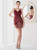 In Stock:Ship in 48 Hours Burgundy Sequins Mini Short Party Dress