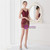 In Stock:Ship in 48 Hours Burgundy Sequins Mini Short Party Dress