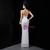 In Stock:Ship in 48 Hours White Tassel Sequins Halter Party Dress