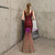 In Stock:Ship in 48 Hours Burgundy V-neck Sequins Sleeveless Party Dress