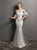 In Stock:Ship in 48 Hours White Mermaid Spaghetti Straps Pleats Party Dress