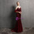 In Stock:Ship in 48 Hours Burgundy Mermaid Spaghetti Straps Pleats Party Dress